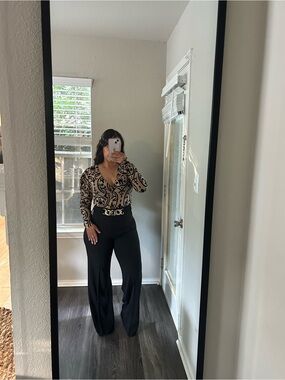Mauve Black Wide-Leg High-Rise Pants